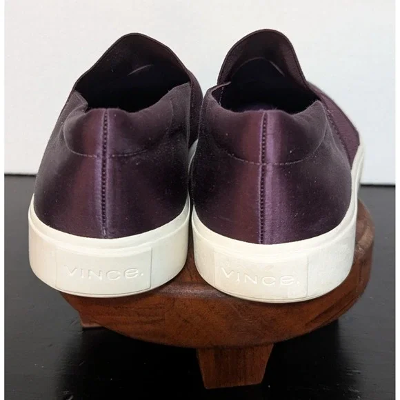 Vince Women's Corbin Slip-On Size 6 1/2" Aubergine Satin and Canvas - Picture 4 of 6